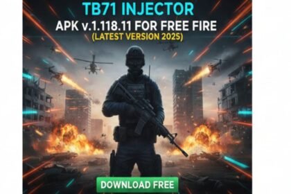 TB71 Injector APK interface showing Free Fire character with premium skins."
