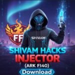 Shivam Hacks Injector APK V40 Free Fire download graphic featuring modern gaming theme, injector icon, and Free Fire elements in 16:9 layout."