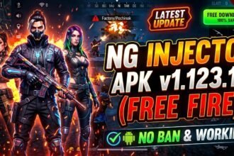 NG Injector APK v1.123.18 latest version screenshot for Free Fire on Android devices.